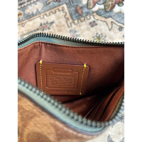 Coach Swinger 20 Bag in Signature Canvas Logo C Leather Mini Shoulder Purse Teal - Picture 13 of 16